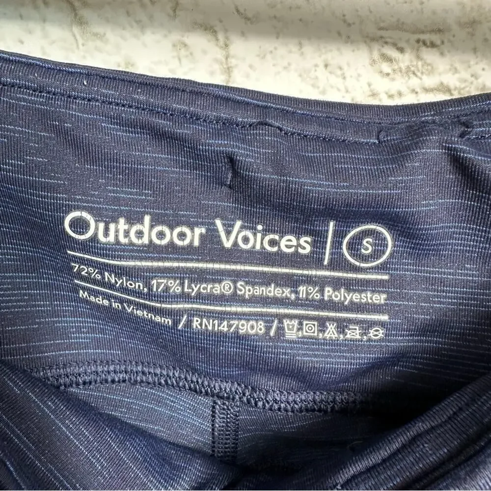 Outdoor Voices Leggings Heather Crop Capri Athletic Mid High Rise Navy Blue S